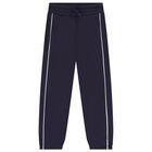 Boys Navy Blue Tiger Logo Joggers, 1, hi-res