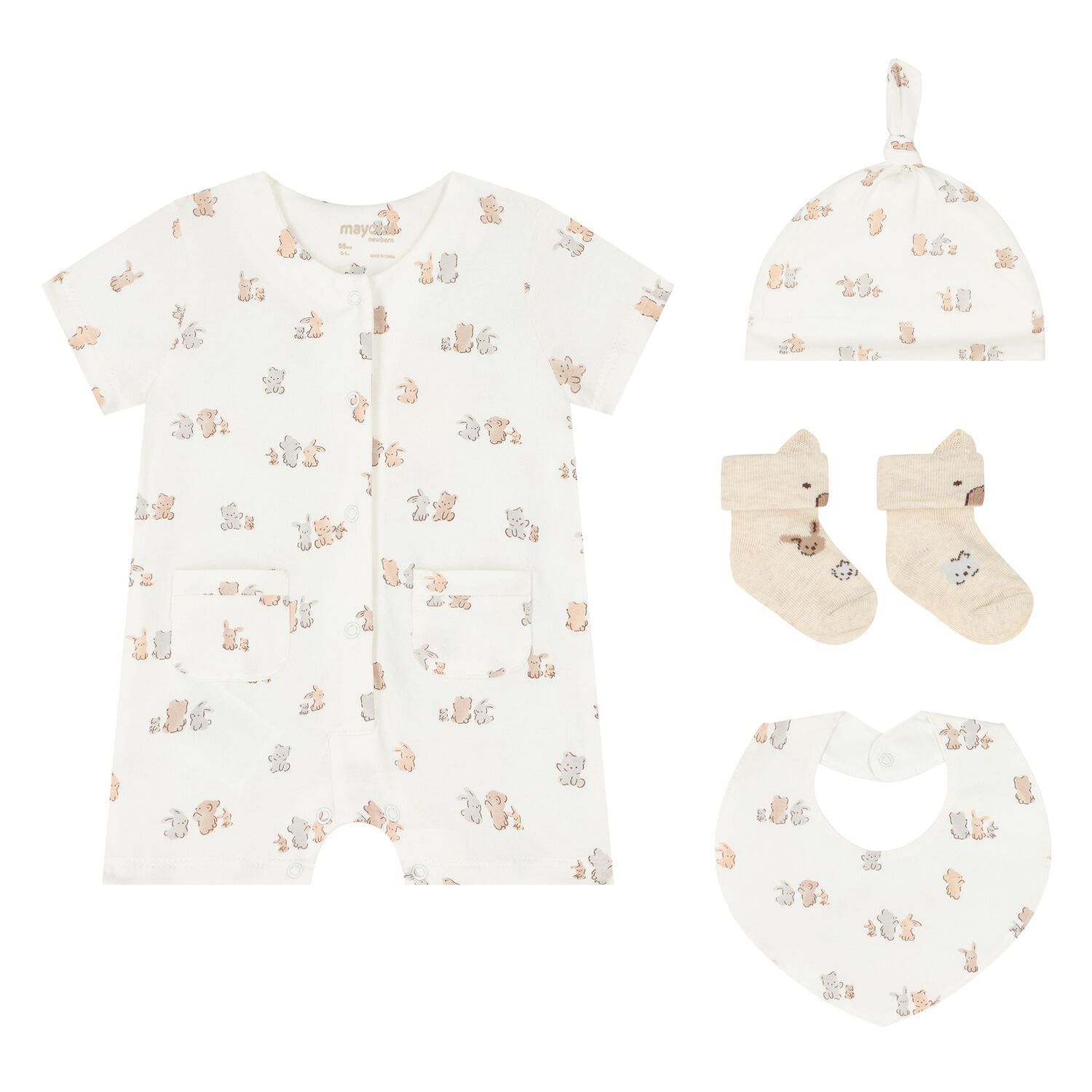 Ivory & Beige Baby Romper Gift Set, 3, hi-res