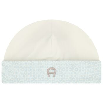 قبعه اولاد بالشعار باللون الازرق و العاجى 