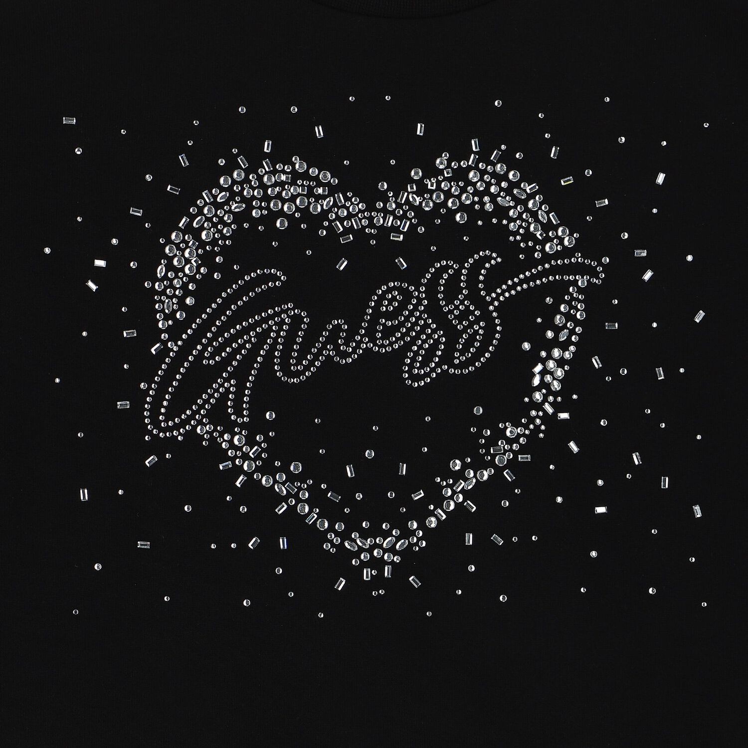 سويت شيرت بنات بالشعار مطرز باللون الأسود, 1, hi-res