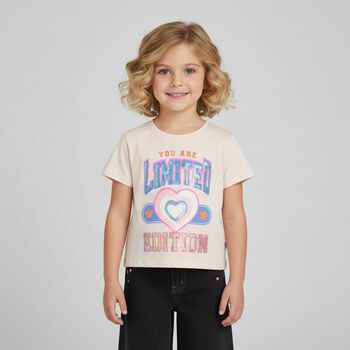 Girls Pink Embellished T-Shirt
