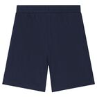 Boys White & Navy Blue Shorts Set, 1, hi-res