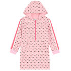 فستان مطبع بالشعار باللون الوردي, 1, hi-res