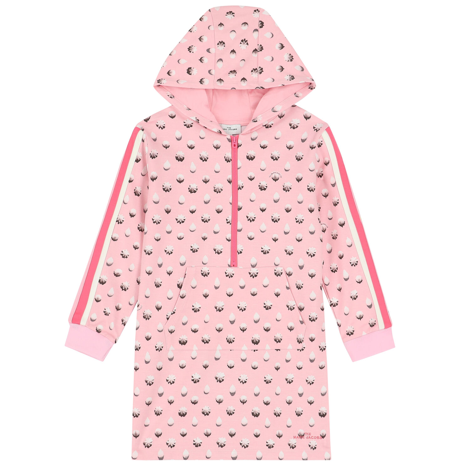 فستان مطبع بالشعار باللون الوردي, 1, hi-res