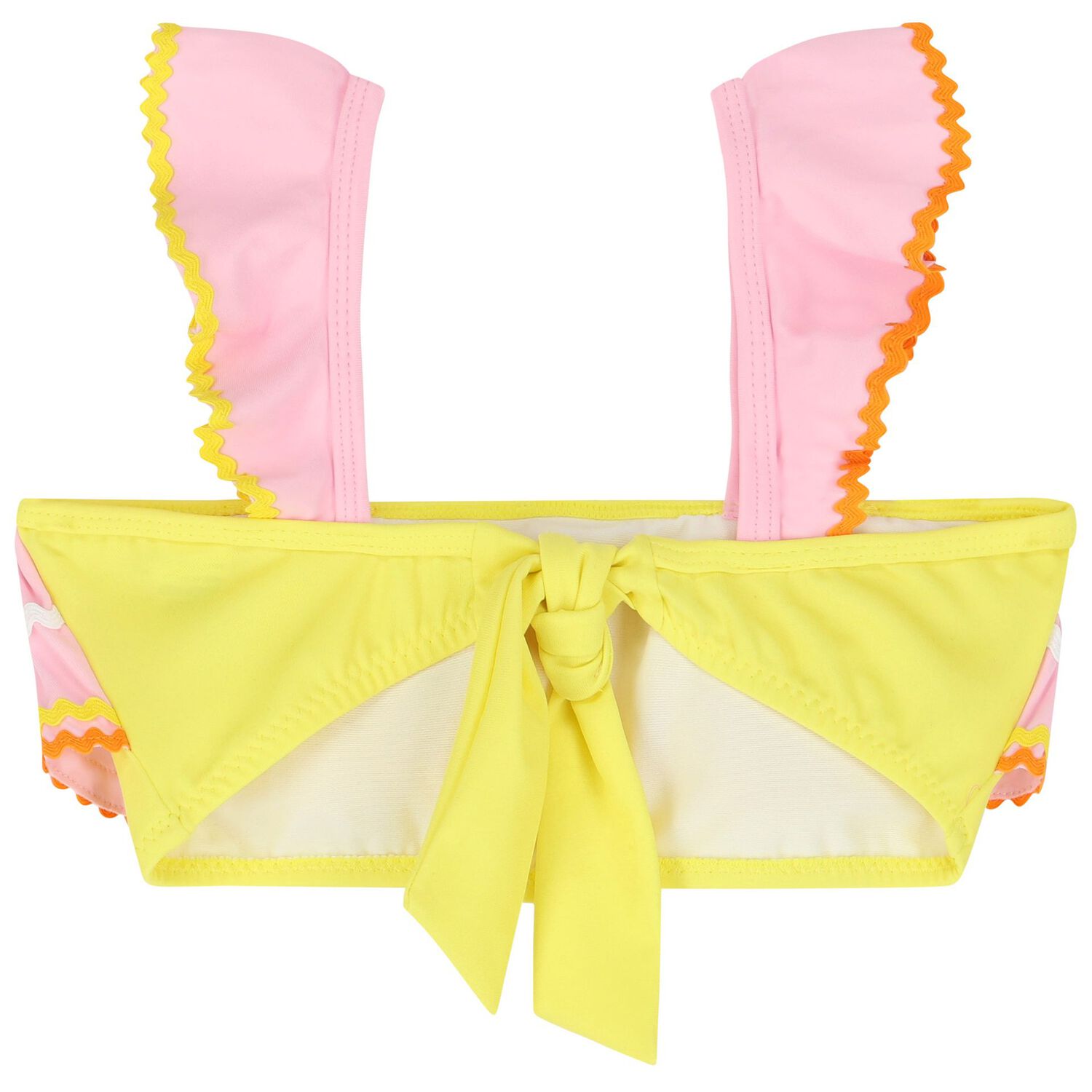 Girls Pink & Yellow Ruffled Bikini, 1, hi-res image number null