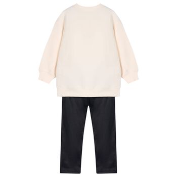 Girls Ivory & Black Bag Leggings Set