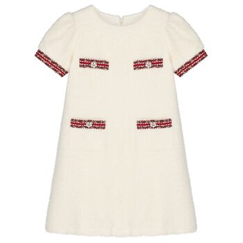 Girls Ivory Boucl&eacute; Dress