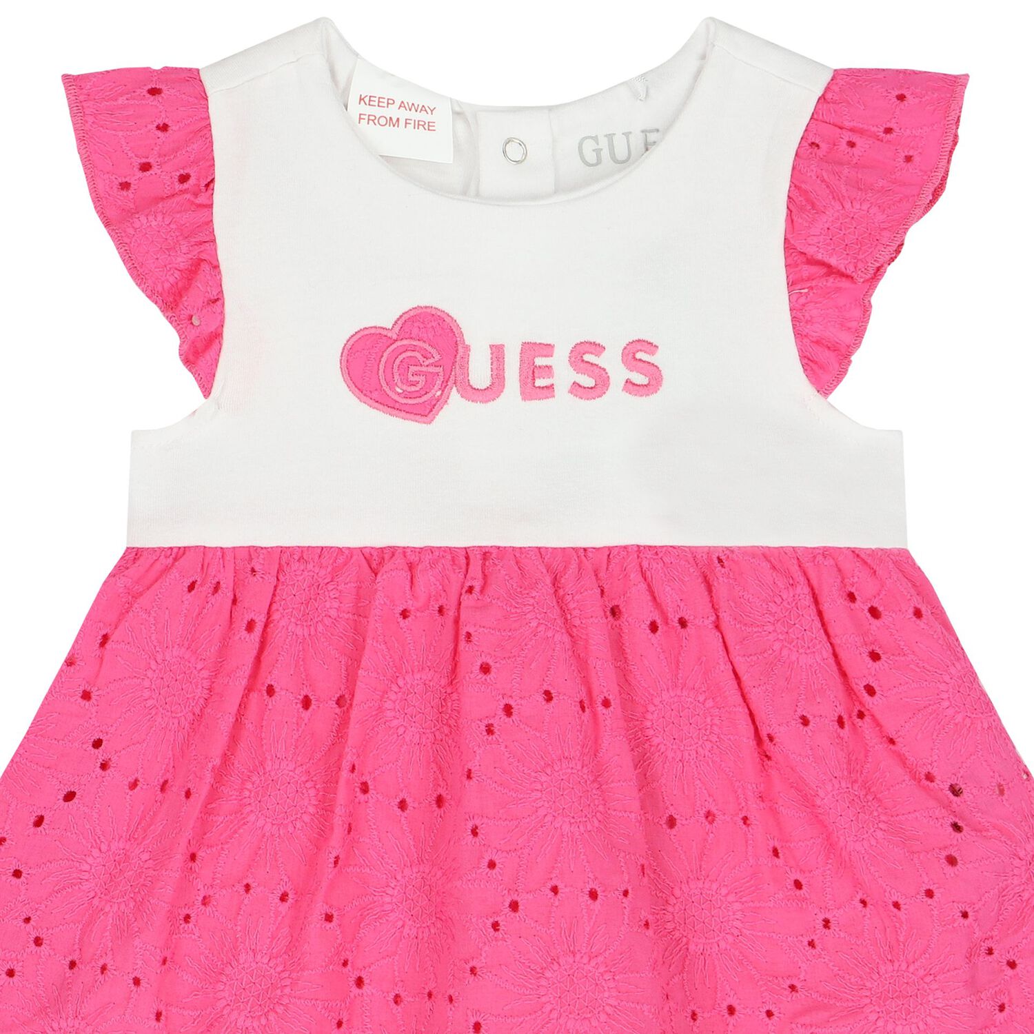 Baby Girls Pink and White Broderie Anglaise Dress, 1, hi-res image number null