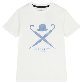 تيشيرت للأولاد بشعار باللون الأبيض