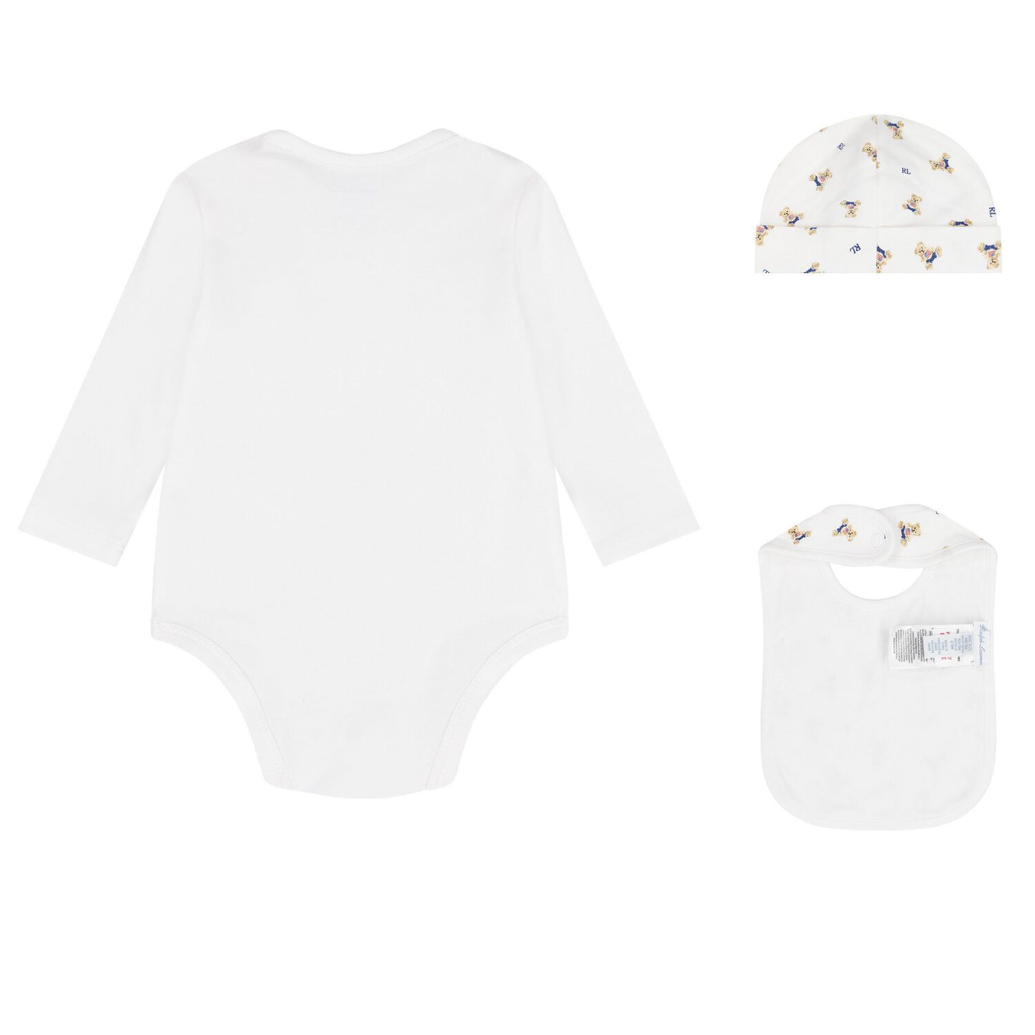  Baby Boys White Polo Bear Babysuit Gift Set, 1, hi-res