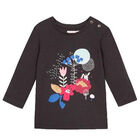 Girls Black Printed Top, 1, hi-res