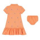 Baby Girls Orange Cotton Polo Dress, 1, hi-res