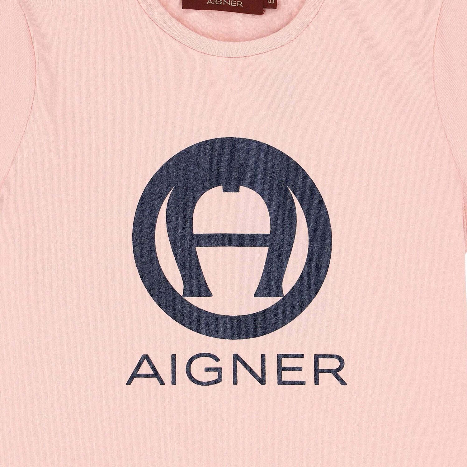 Girls Pink & Navy Logo T-Shirt, 3, hi-res