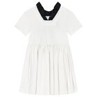 Girls White Logo Floral Dress, 1, hi-res