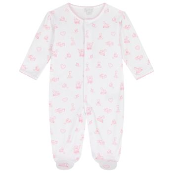 Kissy Kissy Baby Girls White & Pink Vintage Toy Treasures Babygrow, 1 Baby Girls White & Pink Vintage Toy Treasures Babygrow