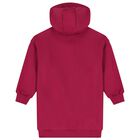 Girls Burgundy Embellished Cherry Hooded Sweatshirt Dress, 2, hi-res