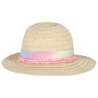 Girls Beige Straw Sun Hat, 1, hi-res