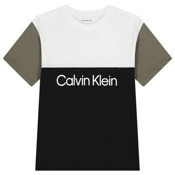 تي شيرت بشعار أبيض وأسود للأولاد