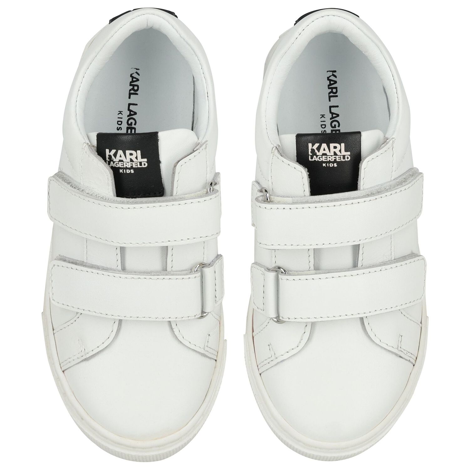 Boys White Ikonik Karl Logo Trainers, 1, hi-res
