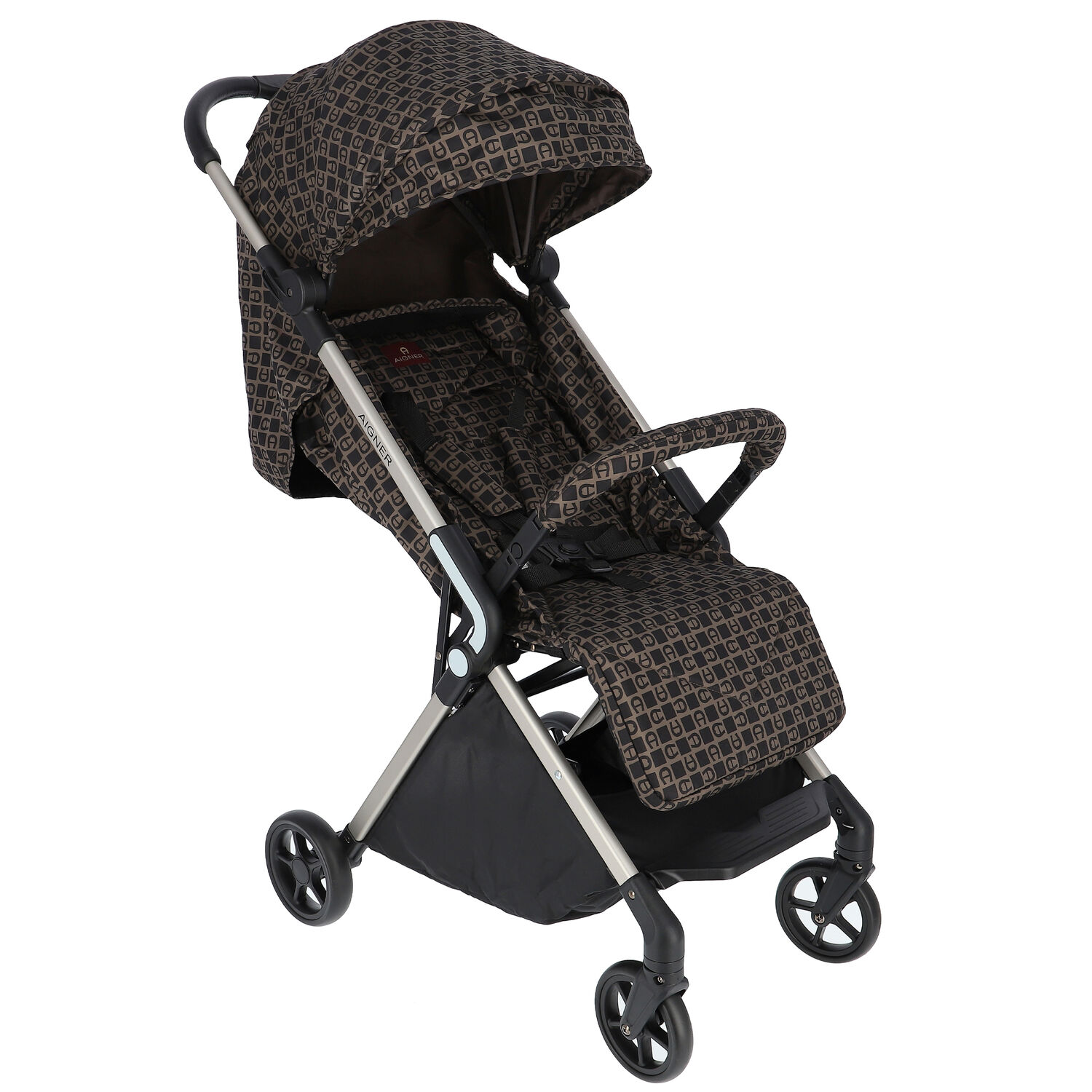 Brown & Black Logo Stroller, 1, hi-res