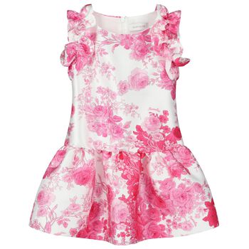 Girls White & Pink Floral Dress