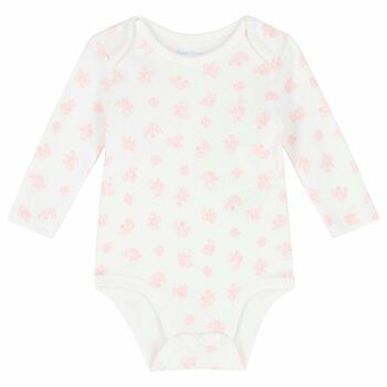 Baby Girls White & Pink Bodysuit