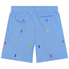 Boys Blue Logo Shorts, 1, hi-res