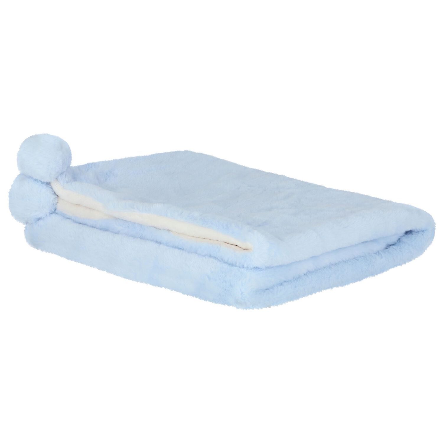 Blue & Ivory Faux Fur Baby Blanket, 3, hi-res image number null