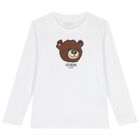 Boys White Teddy Bear Long Sleeve Top, 1, hi-res