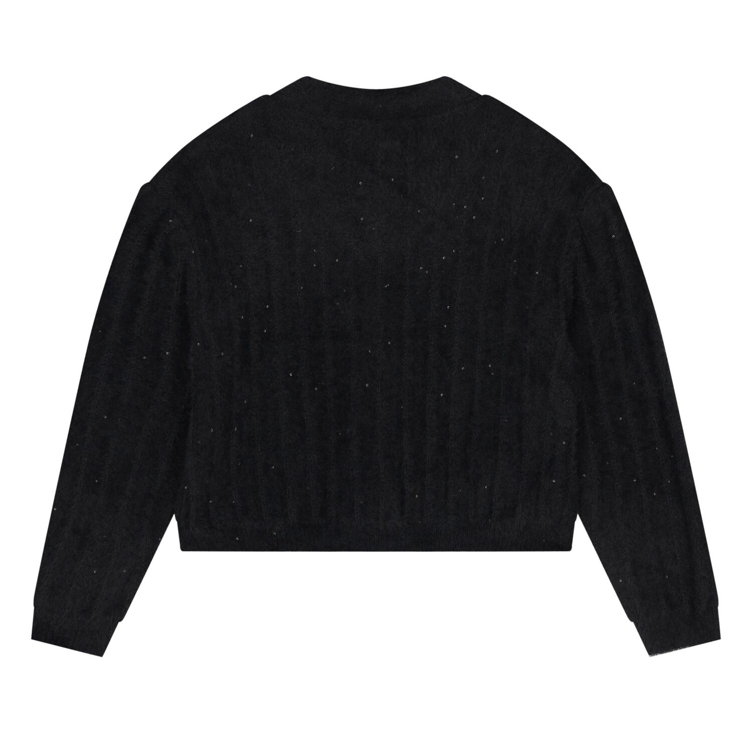 Girls Black Sequin Knit Cardigan, 2, hi-res