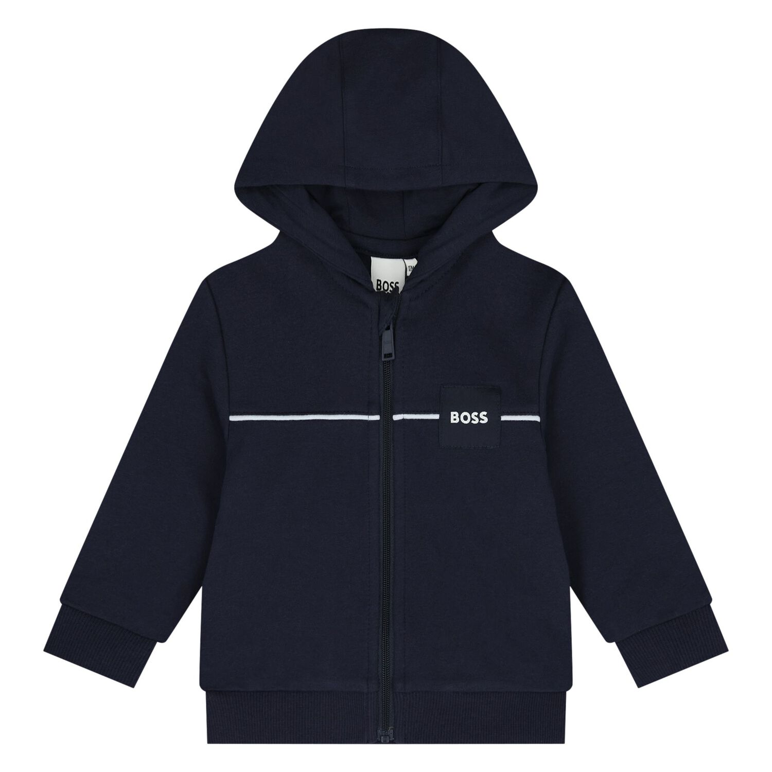 طقم بدله رياضيه بالشعار للاولاد باللون الكحلى والابيض, 2, hi-res