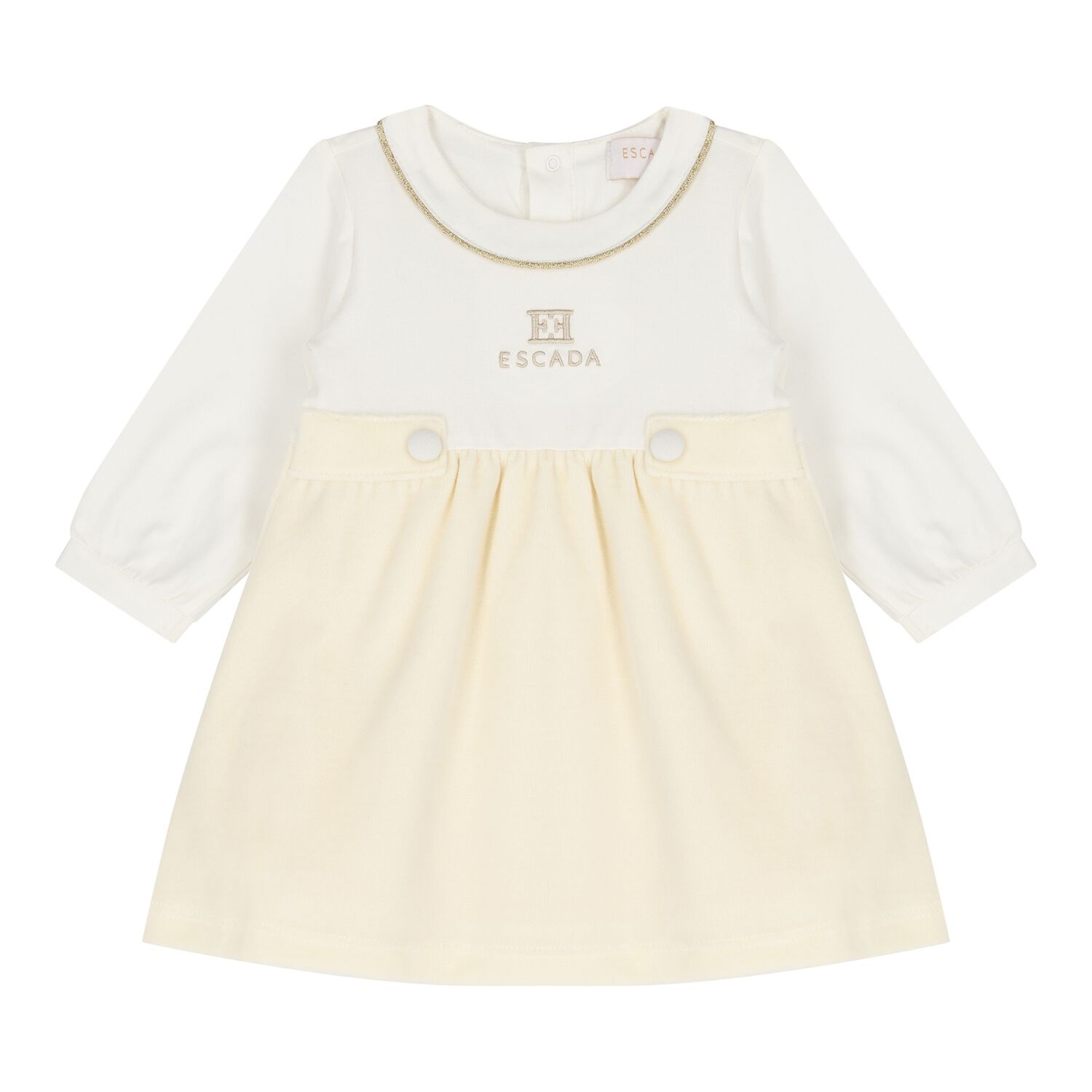 Baby Girls Ivory Logo Dress, 1, hi-res