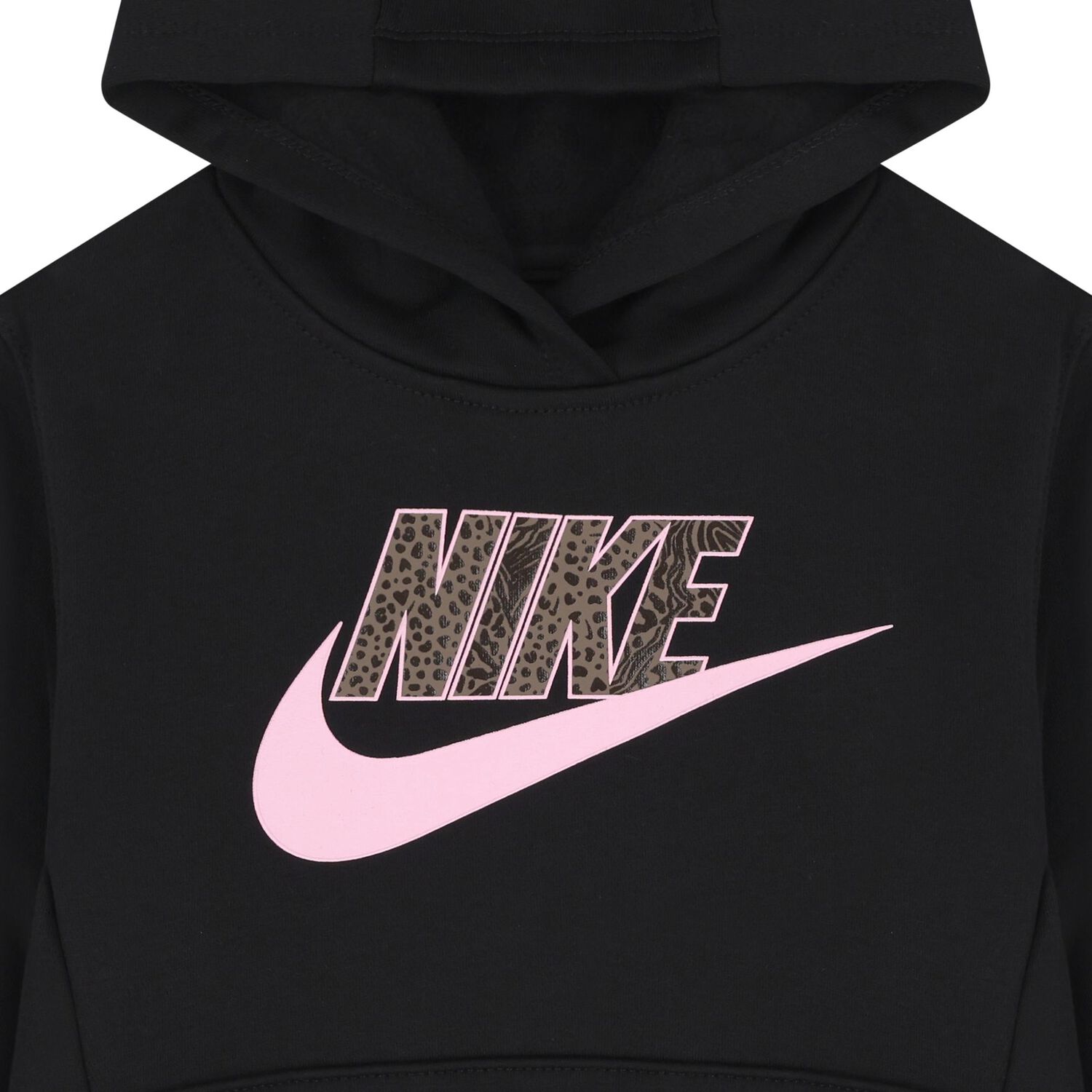 Girls Black Logo Hooded Top, 1, hi-res