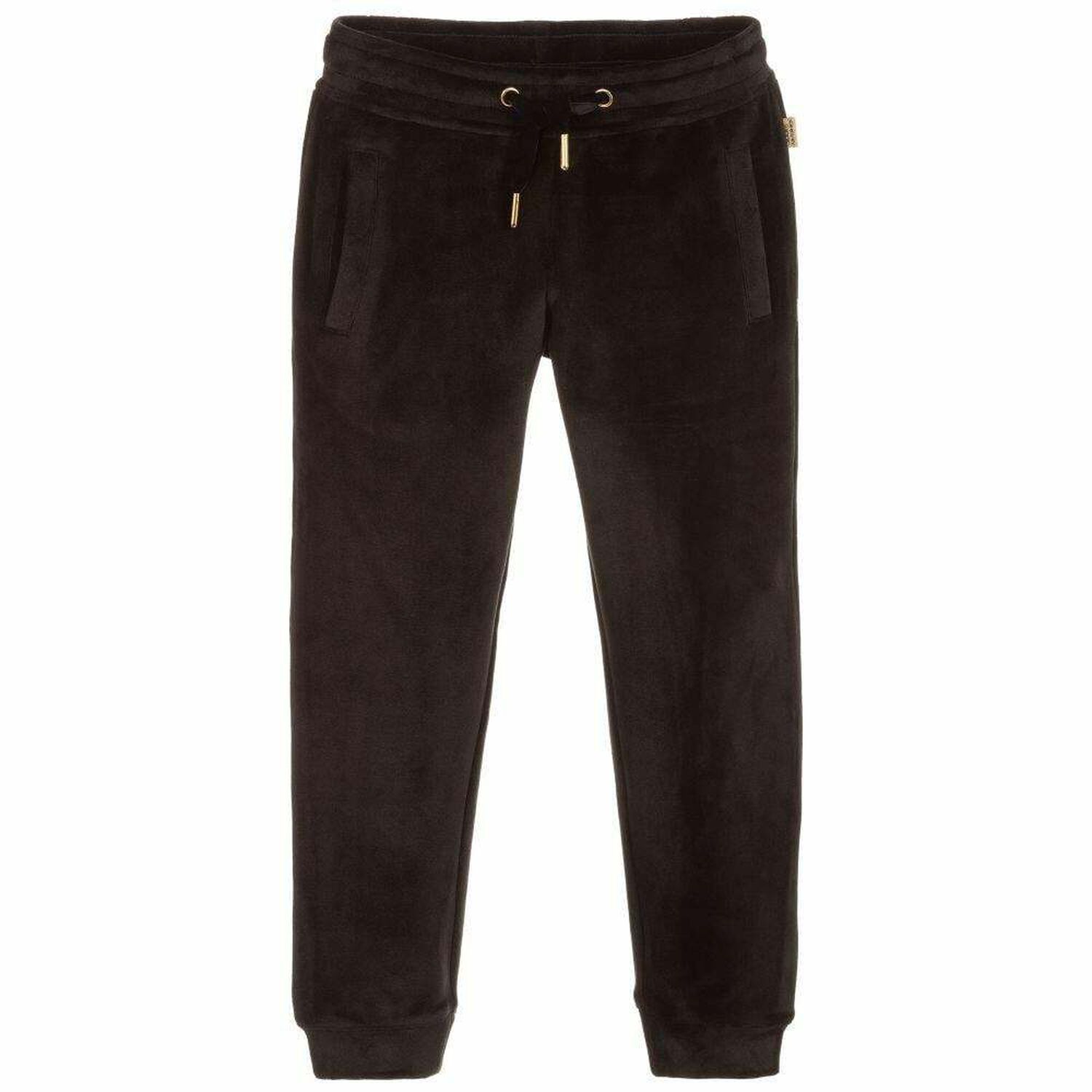 Girls black Velour Joggers, 1, hi-res