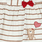 Baby Girls Ivory Striped Teddy Bear Dress, 1, hi-res