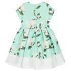 Girls Mint Green Floral Dress, 1, hi-res