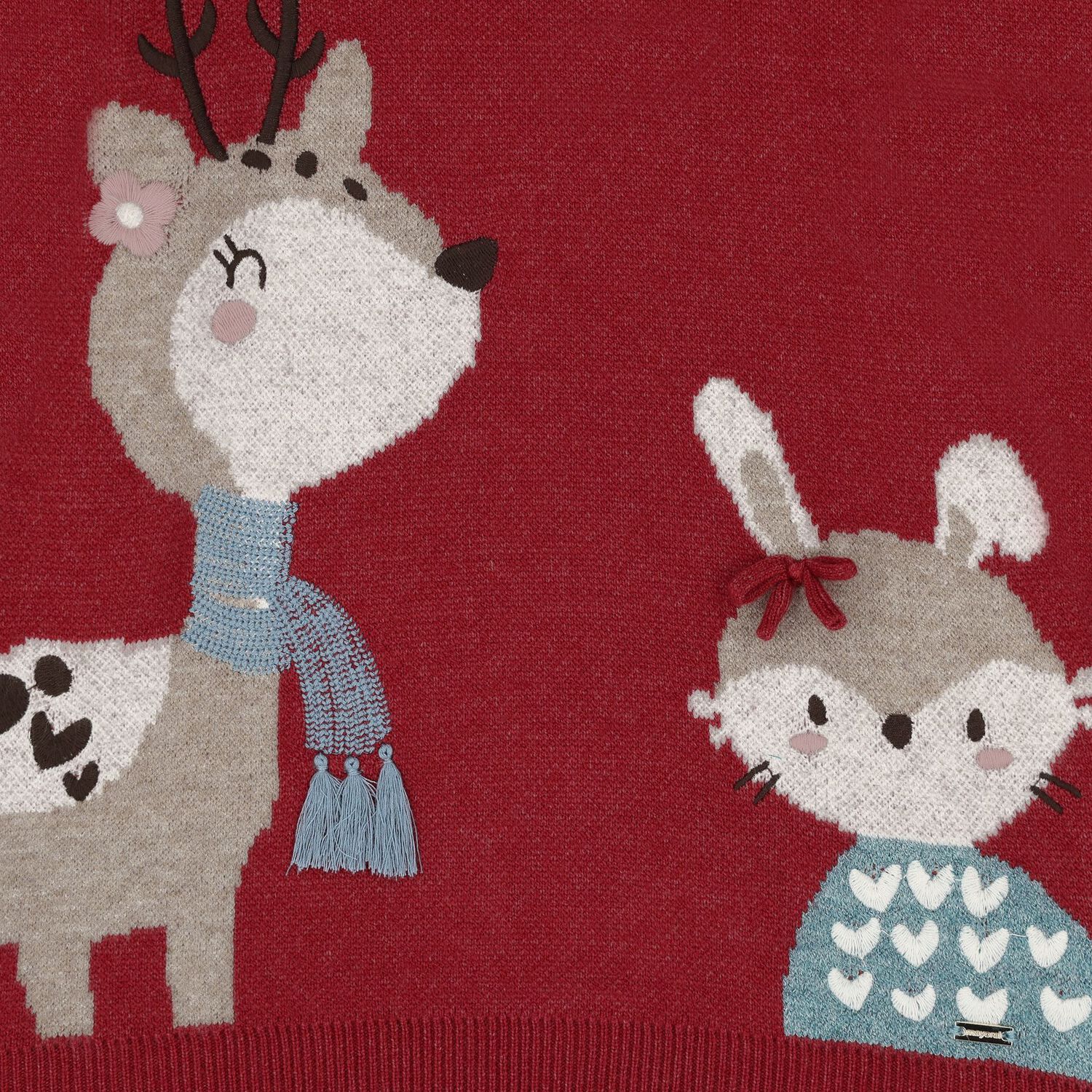 Younger Girls Red Knitted Jumper Dress, 1, hi-res