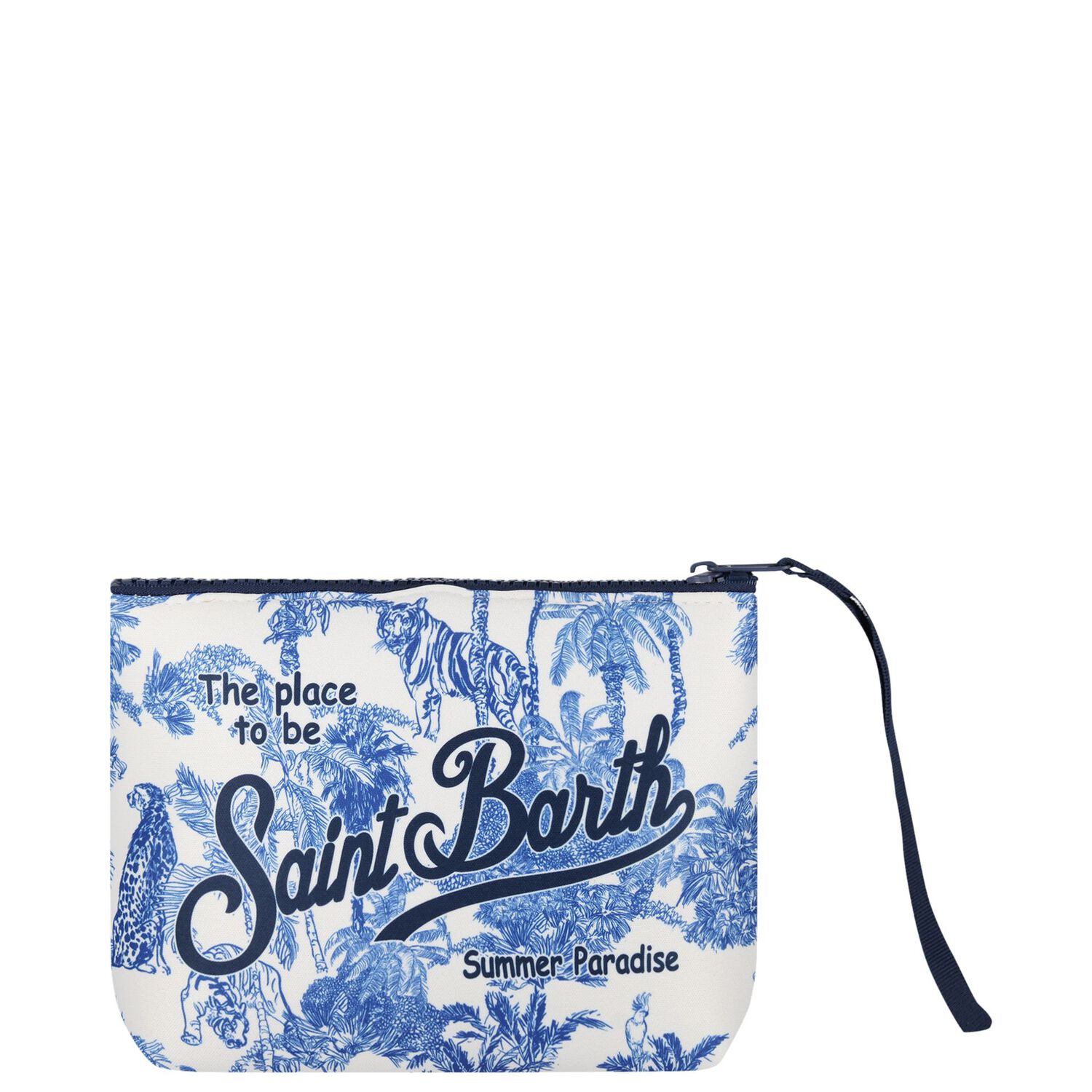 Girls White & Blue Aline Logo Pouch ( 15cm ), 1, hi-res