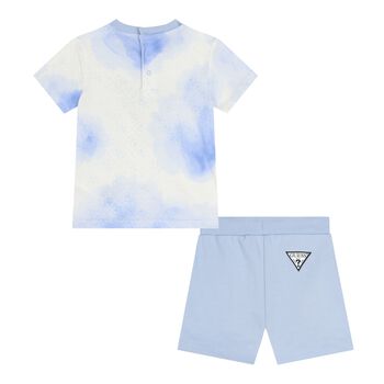 Baby Boys Blue & White Logo Shorts Set