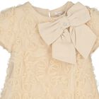 Girls Beige Bow Ruffled Tulle Dress, 1, hi-res