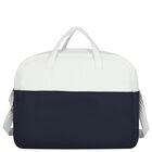 White & Navy Blue Logo Baby Changing Bag, 1, hi-res