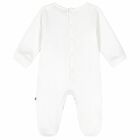 Baby Boys White & Blue Logo Babygrow, 1, hi-res
