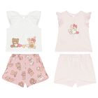 Baby Girls Pink & White Bear Shorts Set ( 2-Pack ), 1, hi-res
