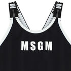 Girls Black Logo Swimsuit, 1, hi-res