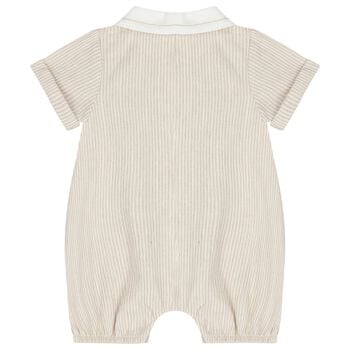 Baby Boys Beige Striped Romper