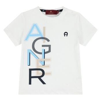Younger Boys White Logo T-Shirt