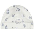 Baby Boys Ivory & Blue Teddy Bear Hat, 1, hi-res