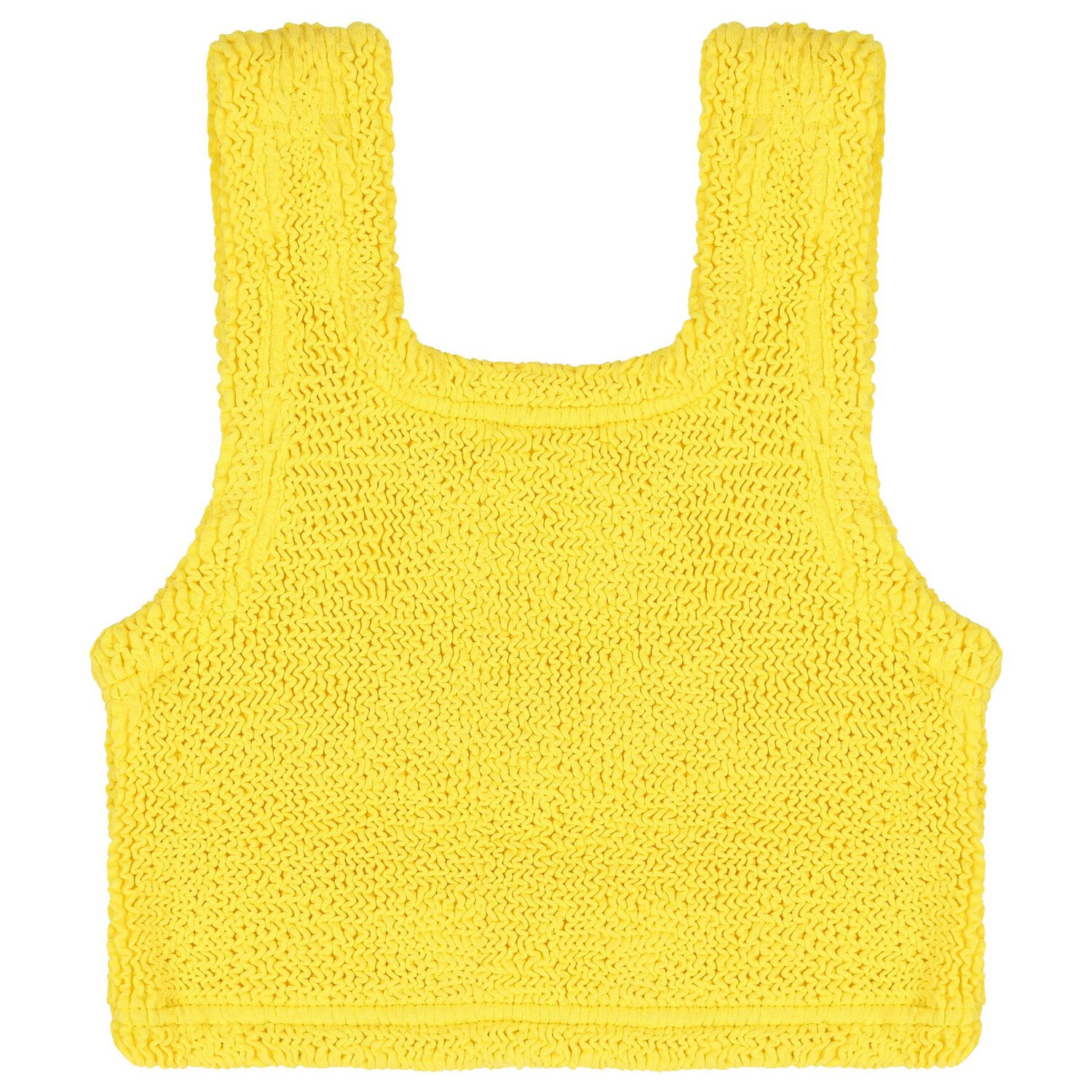 بيكيني من القماش المرن والمجعد باللون الأصفر والوردي الفاتح للبنات, 1, hi-res