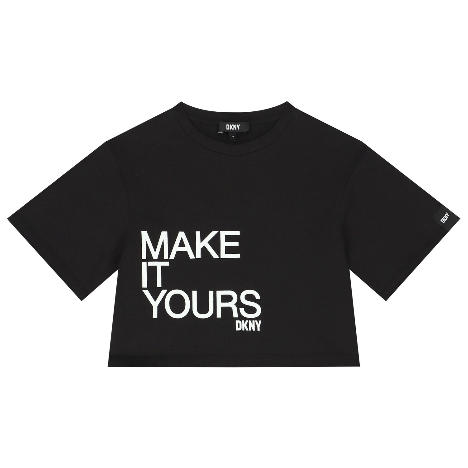 Girls Black Logo Crop Top, 1, hi-res