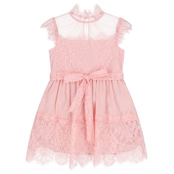 Girls Pink Lace Tulle Dress